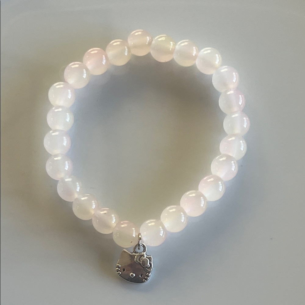 Elegant Pink and White Beaded Bracelet